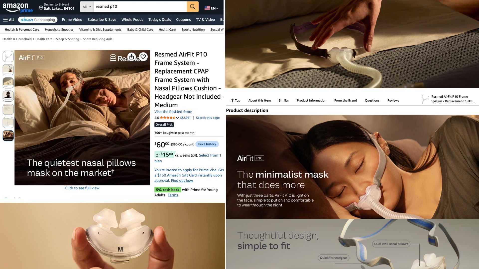 AirFit P10 e-commerce listing
